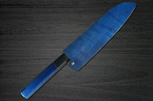 Sakai Takayuki 33-Layer VG10 Damascus Indigo Japan-Blue Chefs Santoku Knife and Saya SET 170mm