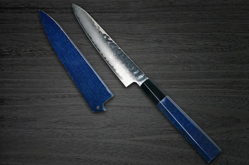Sakai Takayuki 33-Layer VG10 Damascus Indigo Japan-Blue Chefs Petty KnifeUtility and Saya SET 150mm