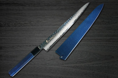 Sakai Takayuki 33-Layer VG10 Damascus Indigo Japan-Blue Chefs SlicerSujihiki and Saya SET 240mm