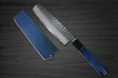 Sakai Takayuki 33-Layer VG10 Damascus Indigo Japan-Blue Chefs Vegetable Knife and Saya SET 160mm