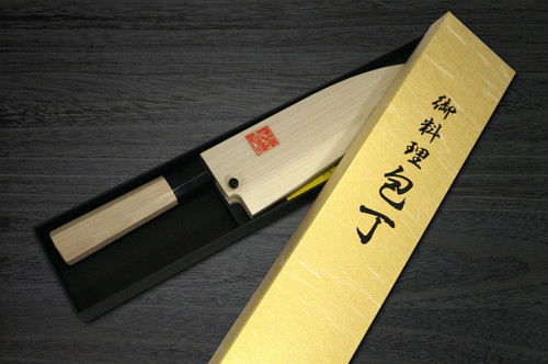 Yoshihiro Gingami No.3 G3HC Japanese Chefs Deba Knife 165mm with Saya Sheath and Magnolia Wood Handle