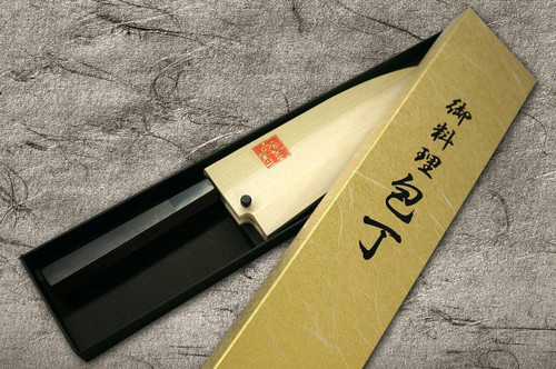 Yoshihiro Gingami No.3 G3HC-E Japanese Chefs Deba Knife 180mm with Saya Sheath and Ebony Handle