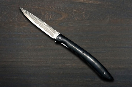 Takeshi Saji Folding R2(SG2) Black Damascus Steak Knife 100mm with