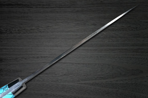 Takeshi Saji R2 Diamond Finish Damascus TCA Japanese Chefs Petty KnifeUtility 130mm with Blue Turquoise Handle