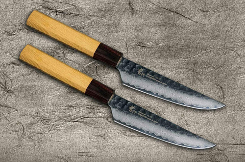 堺孝行 33层VG10Damascus Hammered WA Japanese Chefs Knife SET Steak Petty Knife120mm x 2pcs