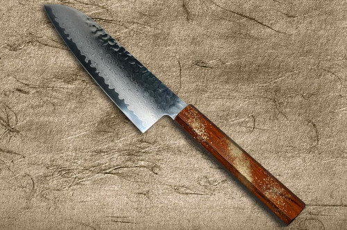 Sakai Takayuki 33-Layer VG10 Damascus Urushi Chefs Santoku Knife 170mm with Japanese Lacquered Oak Handle SEIREN