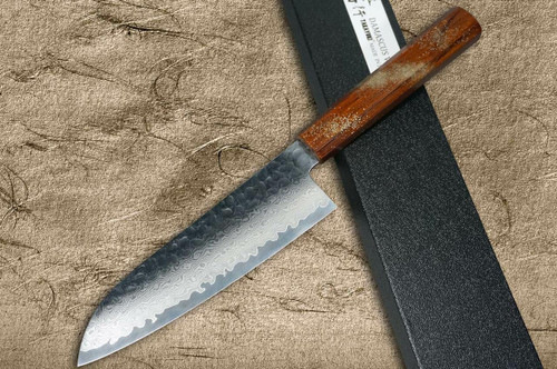 Sakai Takayuki 33-Layer VG10 Damascus Urushi Chefs Santoku Knife 170mm with Japanese Lacquered Oak Handle SEIREN