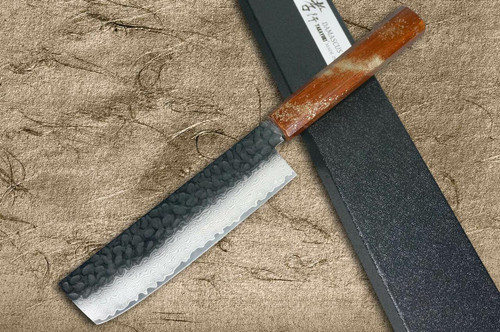 Sakai Takayuki 33-Layer VG10 Damascus Urushi Chefs NakiriVegetable 160mm with Japanese Lacquered Oak Handle SEIREN