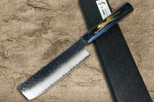 Sakai Takayuki 33-Layer VG10 Damascus Urushi Chefs NakiriVegetable 160mm with Japanese Lacquered Oak Handle SAISEKI