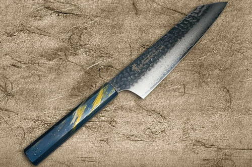 Sakai Takayuki 33-Layer VG10 Damascus Urushi Chefs Kengata-Gyuto Knife 190mm with Japanese Lacquered Oak Handle SAISEKI