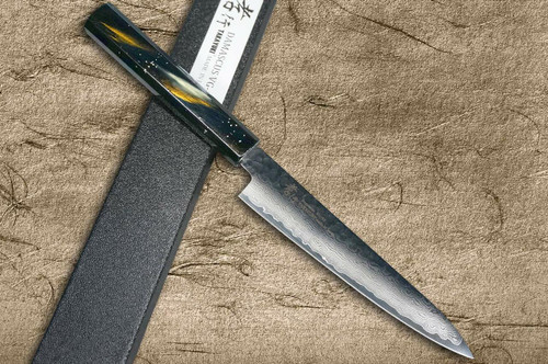 Sakai Takayuki 33-Layer VG10 Damascus Urushi Chefs Petty KnifeUtility 150mm with Japanese Lacquered Oak Handle SAIU