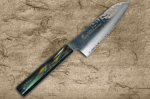 Sakai Takayuki 33-Layer VG10 Damascus Urushi Chefs Santoku Knife 170mm with Japanese Lacquered Oak Handle SAIU