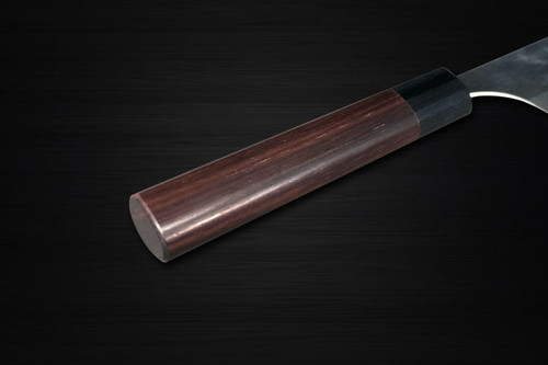 Yoshimi Kato Aogami Super Clad Kurouchi RS Japanese Chef's Gyuto Knife 240mm with Black-Ring Round Handle 