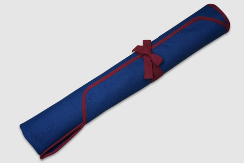 Japanese Style Knife Roll Plain Indigo Large Vermilion Lace 5 Pockets