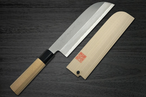 Yoshihiro Gingami No.3 G3HC Japanese Chefs Kamagata-UsubaVegetable 225mm with Saya Sheath and Magnolia Wood Handle