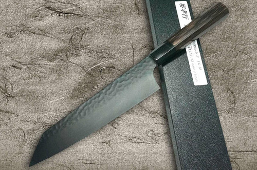 Sakai Takayuki Non-Stick Coating VG10 Hammered WA KUROKAGE Japanese Chefs Kengata-Gyuto Knife 190mm with Wenge Handle