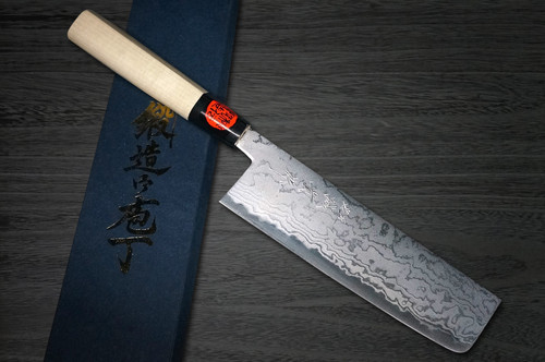 Shigeki Tanaka Aogami No.2 Damascus MB Japanese Chef's Vegetable Knife 165mm with Magnolia Wood Handle