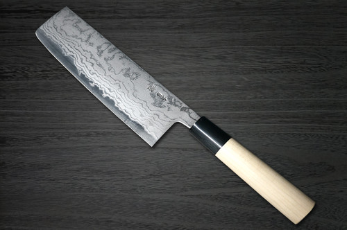Shigeki Tanaka Aogami Nr.2 Damast MB Japanisches Koch-Gemüsemesser 165mm mit Magnolienholzgriff