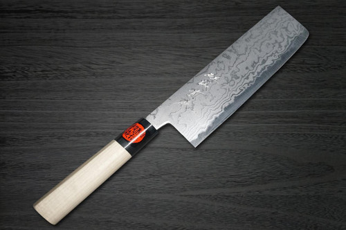 Coltello da Verdure da Chef Giapponese MB in Damasco Aogami No.2 di Shigeki Tanaka 165mm con Manico in Legno di Magnolia