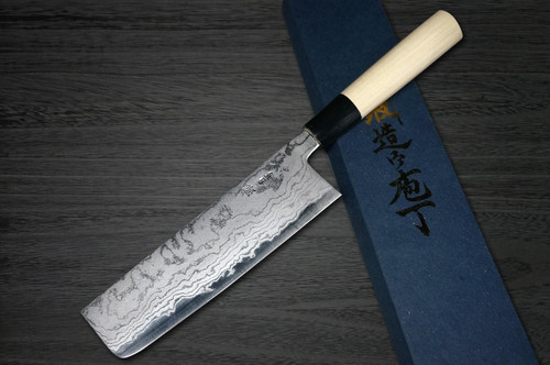Coltello da Verdure da Chef Giapponese MB in Damasco Aogami No.2 di Shigeki Tanaka 165mm con Manico in Legno di Magnolia