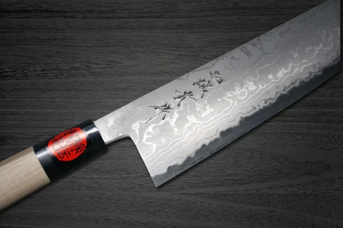 Coltello da Verdure da Chef Giapponese MB in Damasco Aogami No.2 di Shigeki Tanaka 165mm con Manico in Legno di Magnolia