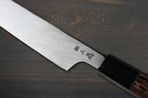 Sakai Takayuki HANAFUBUKI Ginsan Damascus Japanese Sakura Engraved Kengata-YanagibaSashimi 270mm with Wenge Handle and Saya Sheath