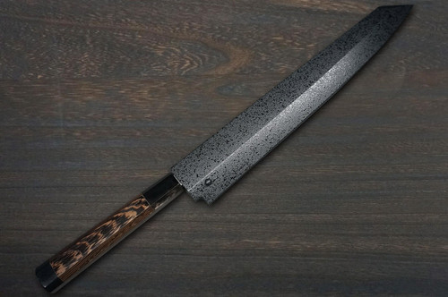 Sakai Takayuki HANAFUBUKI Ginsan Damascus Japanese Sakura Engraved Kengata-YanagibaSashimi 270mm with Wenge Handle and Saya Sheath