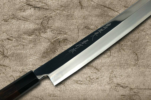 Sakai Takayuki ZANGETSU Ginsan Japanese Chefs Mirrored Sakimaru-TakohikiSashimi 300mm with Wenge Handle and Saya Sheath