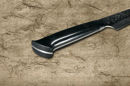 Takeshi Saji VG10 Mirror Hammered Damascus MCB Japanese Chefs SlicerSujihiki 270mm with Black Micarta Handle