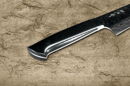 Takeshi Saji VG10 Mirror Hammered Damascus MCB Japanese Chefs Gyuto Knife 210mm with Black Micarta Handle