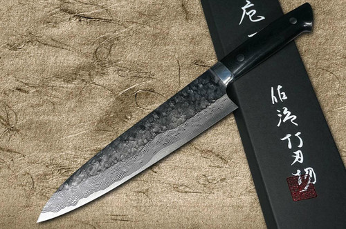 Takeshi Saji VG10 Mirror Hammered Damascus MCB Japanese Chefs Gyuto Knife 210mm with Black Micarta Handle