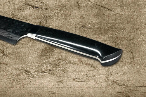Takeshi Saji VG10 Mirror Hammered Damascus MCB Japanese Chefs Gyuto Knife 180mm with Black Micarta Handle