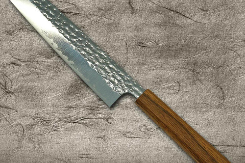 Yu Kurosaki R2SG2 Hammered SENKO WA OK8M Japanese Chefs SlicerSujihiki 240mm with Urushi Lacquered Oak Handle