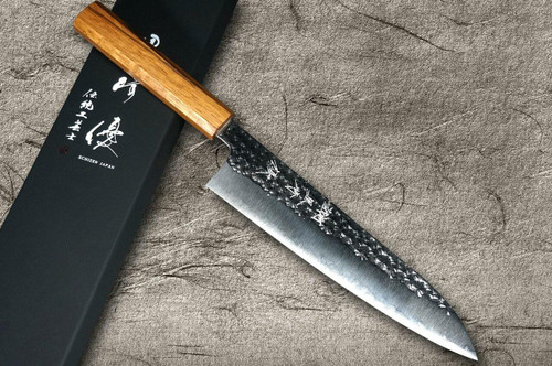 Yu Kurosaki R2SG2 Hammered SENKO WA OK8M Japanese Chefs Gyuto Knife 180mm with Urushi Lacquered Oak Handle