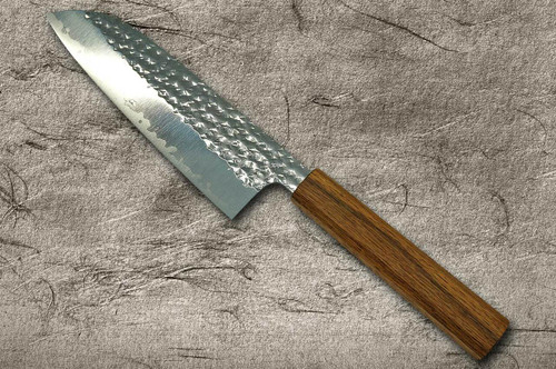 Yu Kurosaki R2SG2 Hammered SENKO WA OK8M Japanese Chefs Santoku Knife 170mm with Urushi Lacquered Oak Handle