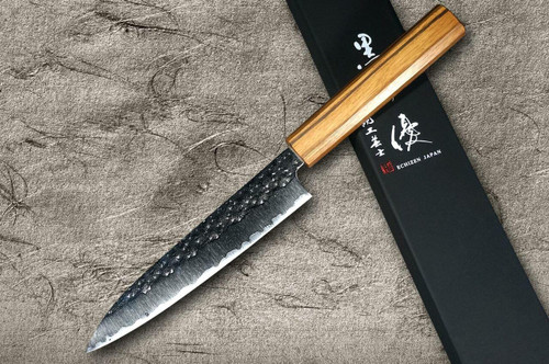 Yu Kurosaki R2SG2 Hammered SENKO WA OK8M Japanese Chefs Petty KnifeUtility 150mm with Urushi Lacquered Oak Handle