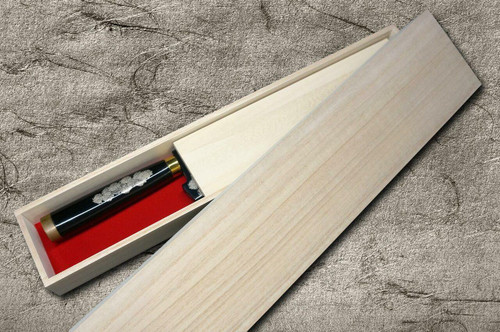 Takeshi Saji Makie-Art Aogami No.2 Colored Damascus Japanese Chefs Gyuto Knife 210mm with Urushi Lacquered Saya and Handle FUJIN RAIJIN