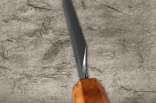 Yoshihiro Senbon Kurogaki Edition White No.2 Honyaki Blood-Drip-Art YanagibaSashimi 330mm with Special Black Persimmon Handle and Saya in Paulownia Box