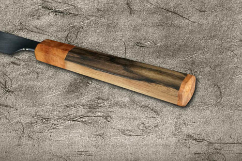 Yoshihiro Senbon Kurogaki Edition White No.2 Honyaki Blood-Drip-Art YanagibaSashimi 330mm with Special Black Persimmon Handle and Saya in Paulownia Box