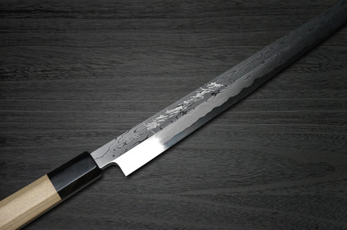 Yoshihiro Aogami No.1 Damascus Suminagashi B1SN Japanese Chefs Sakimaru-TakohikiSashimi 270mm with Saya Sheath and Magnolia Wood Handle
