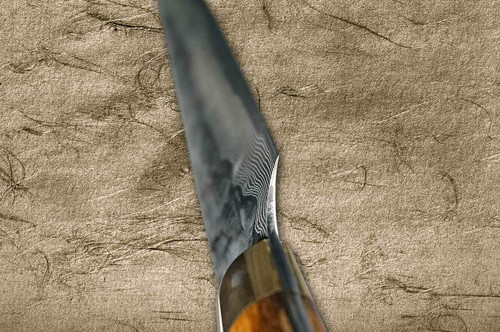 Takeshi Saji VG10 Mirror Hammered Damascus DHM Japanese Chefs Petty KnifeUtility 150mm with Brown Antler Handle