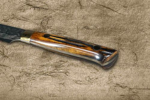 Takeshi Saji VG10 Mirror Hammered Damascus DHM Japanese Chefs Petty KnifeUtility 150mm with Brown Antler Handle