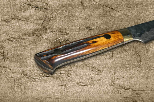Takeshi Saji VG10 Mirror Hammered Damascus DHM Japanese Chefs Petty KnifeUtility 150mm with Brown Antler Handle