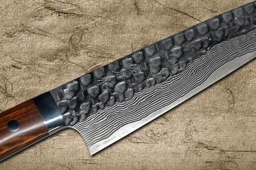 Takeshi Saji VG10 Mirror Hammered Damascus IRN Japanese Chefs Gyuto Knife 210mm with Desert Ironwood Handle
