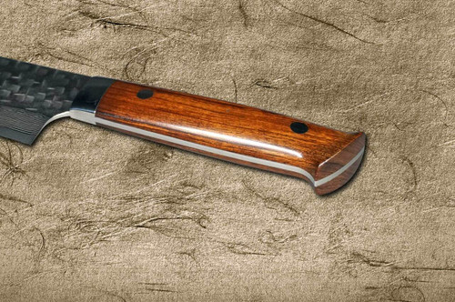 Takeshi Saji VG10 Mirror Hammered Damascus IRN Japanese Chefs Santoku Knife 180mm with Desert Ironwood Handle