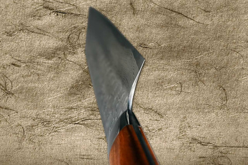 Takeshi Saji VG10 Mirror Hammered Damascus IRN Japanese Chefs Bunka Knife 180mm with Desert Ironwood Handle