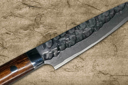 Takeshi Saji VG10 Mirror Hammered Damascus IRN Japanese Chefs Petty KnifeUtility 150mm with Desert Ironwood Handle