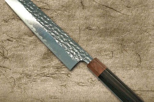 Yu Kurosaki R2SG2 Hammered SENKO WA RS8H Japanese Chefs SlicerSujihiki 270mm with Brown-Ring Octagonal Handle
