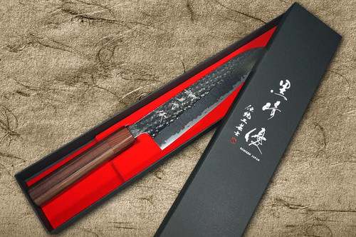 Yu Kurosaki R2SG2 Hammered SENKO WA RS8H Japanese Chefs Gyuto Knife 210mm with Brown-Ring Octagonal Handle