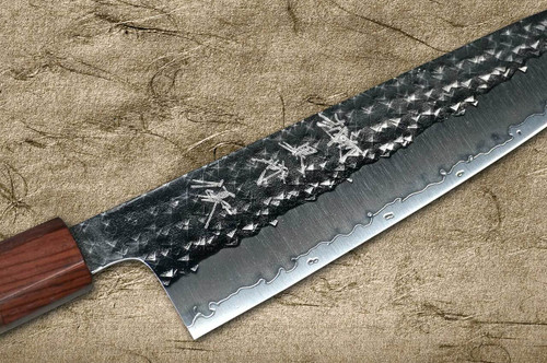 Yu Kurosaki R2SG2 Hammered SENKO WA RS8H Japanese Chefs Gyuto Knife 210mm with Brown-Ring Octagonal Handle